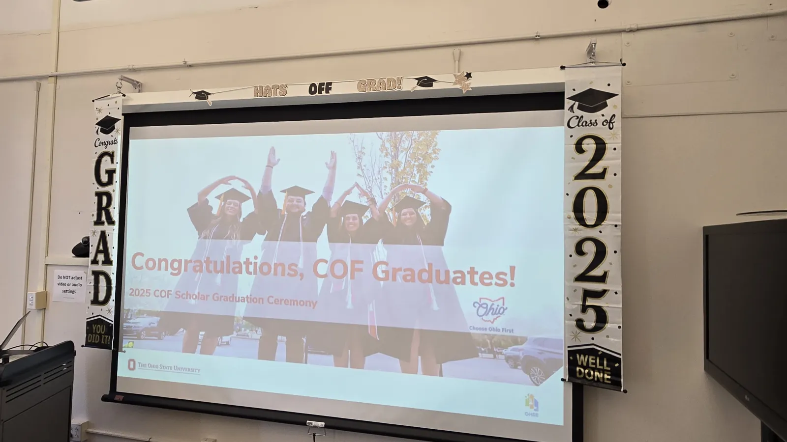 COF Screen Congratulating Graduating Seniors