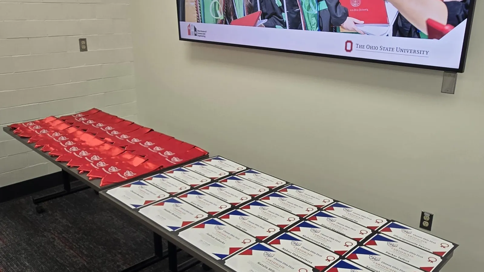 COF graduation stoles and certificates