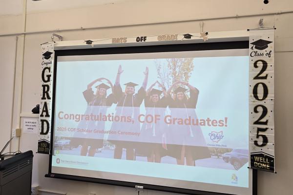 COF Screen Congratulating Graduating Seniors