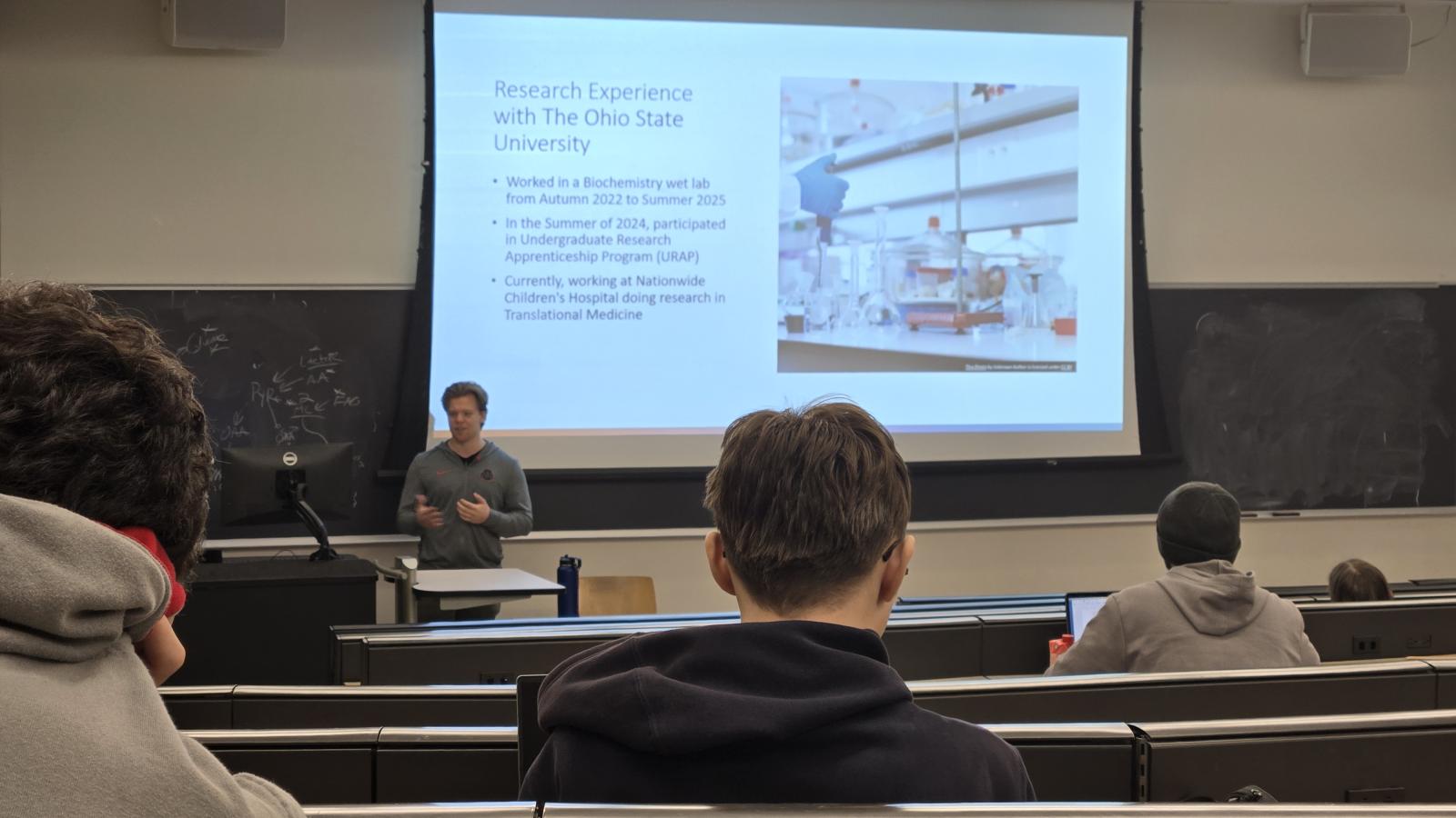 Joshua Sobecks presenting in front of group