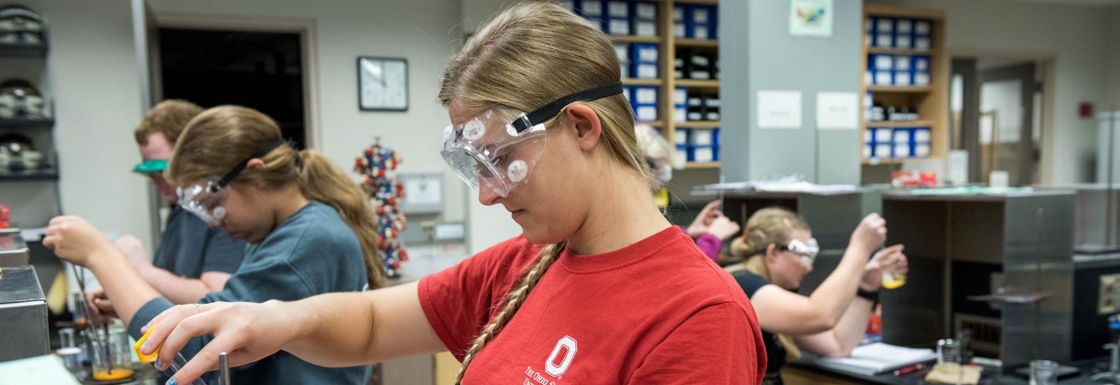 An experiment in an Ohio State chemistry lab